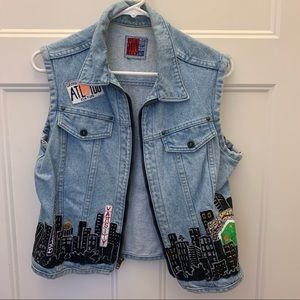 Vintage denim zip up vest